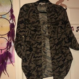 camo button down
